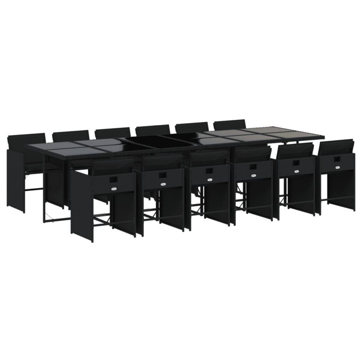VIDAXL Ensemble a manger de jardin 13 pcs coussins noir resine tressee