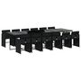 Voir la diapositive 2 : VIDAXL Ensemble a manger de jardin 13 pcs coussins noir resine tressee