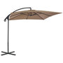 Voir la diapositive 1 : VIDAXL Parasol de jardin en porte-a-faux avec poteau en acier taupe