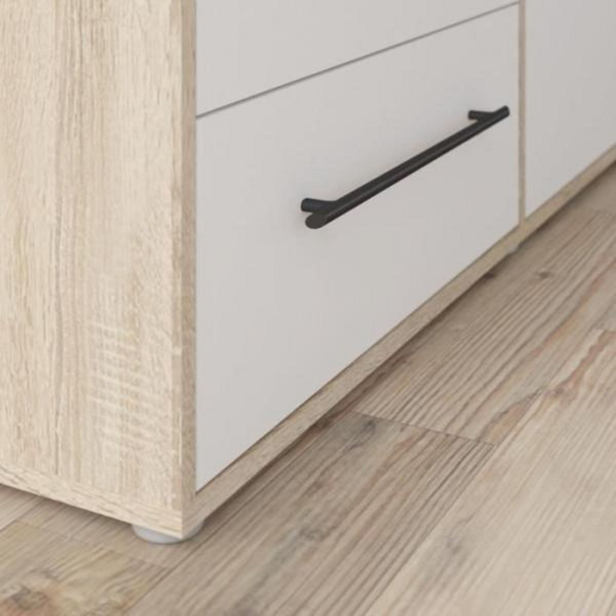 MARKET24 Armoire - Chene Sonoma / Blanc mat - 4 portes battantes - L205,9 x P58,8 x H200 - MOKKARIS