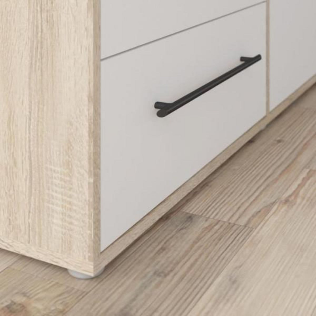 MARKET24 Armoire - Chene Sonoma / Blanc mat - 4 portes battantes - L205,9 x P58,8 x H200 - MOKKARIS