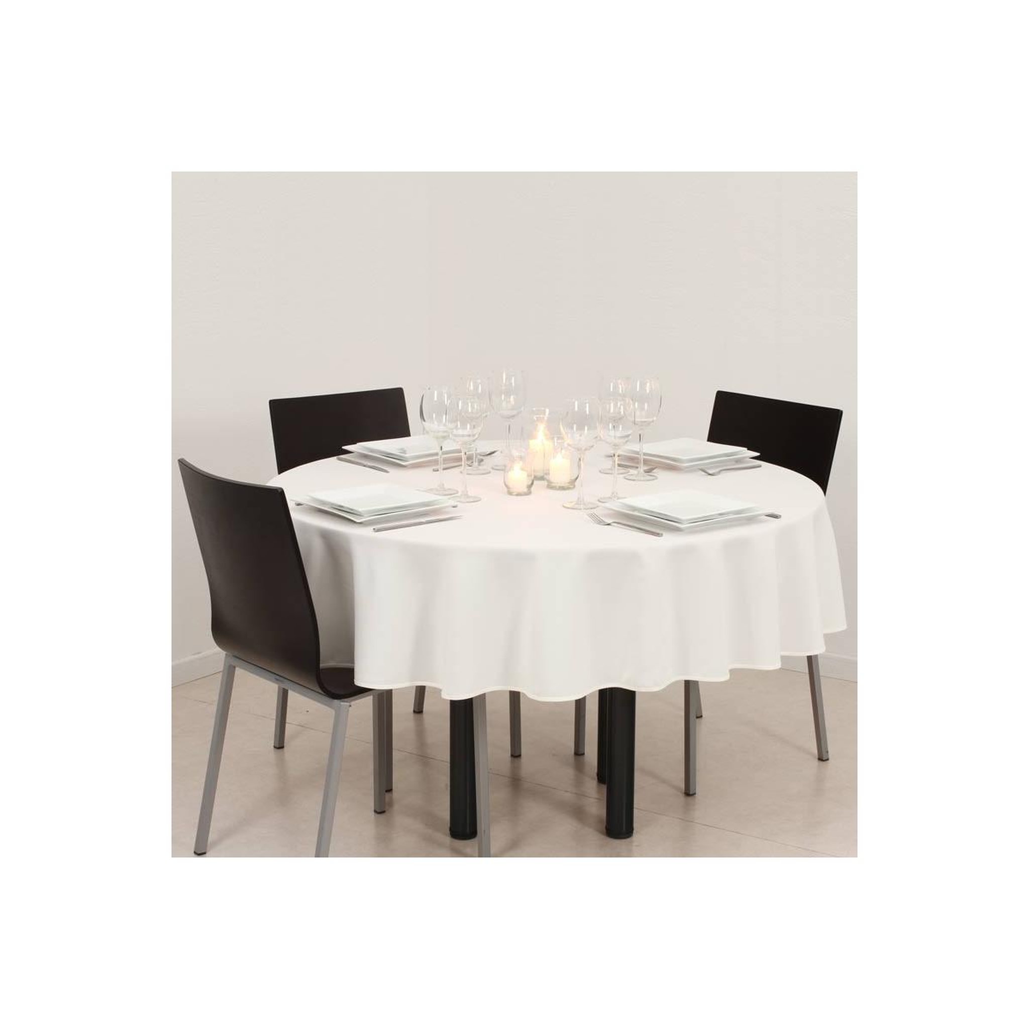 Voir la diapositive 5 : ATMOSPHERA Nappe antitache ronde  unie  180cm ivoire