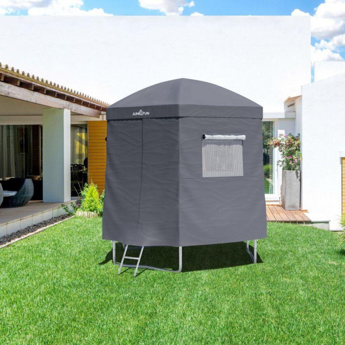 JUMP4FUN Tente cabane pour trampoline 8FT-244cm - Gris