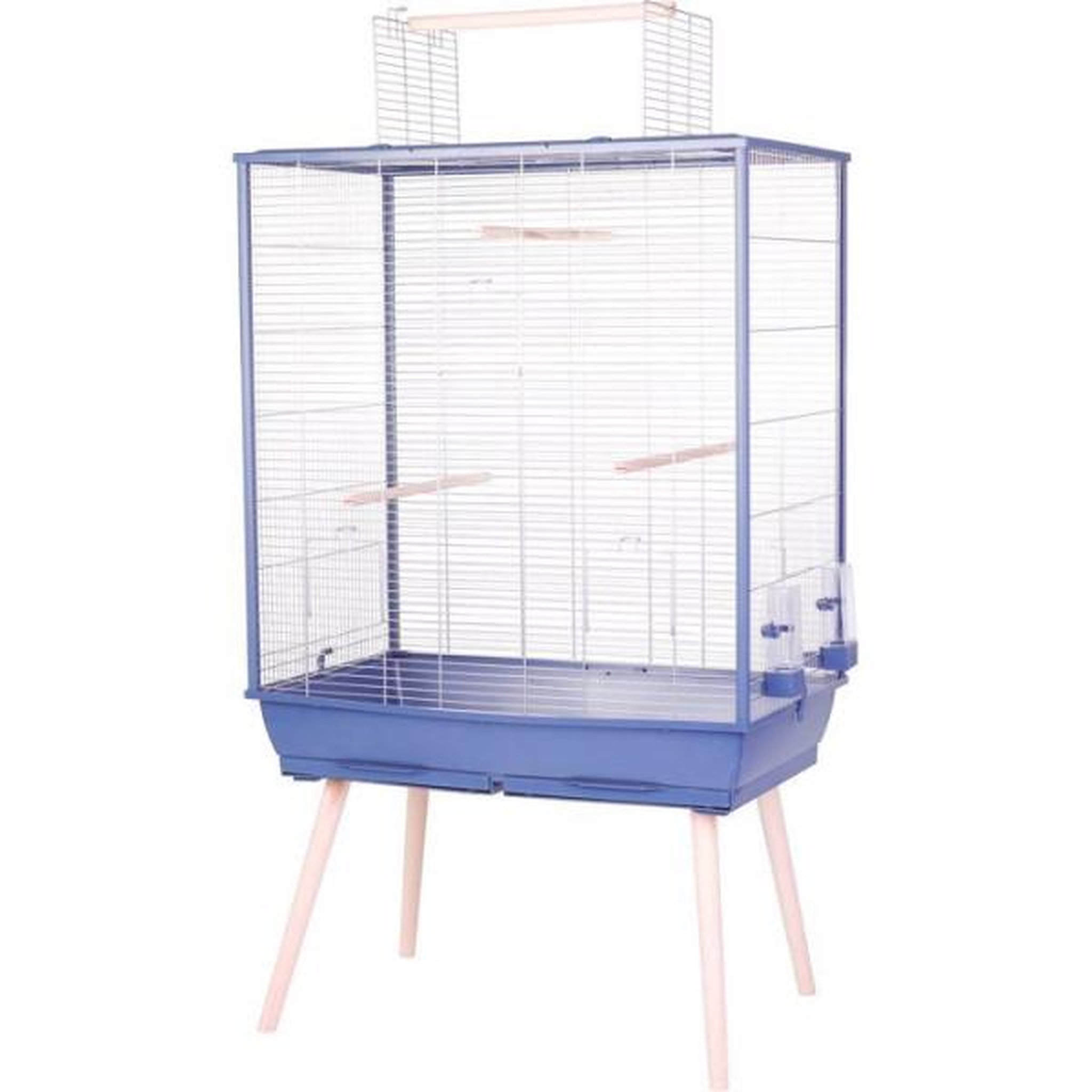 Zolux ZOLUX Cage grillagée surélevée pour oiseau Néolife - Pour perruche, calopsitte, canari - 81 x 48 x 152 cm - Néolife - Bleu