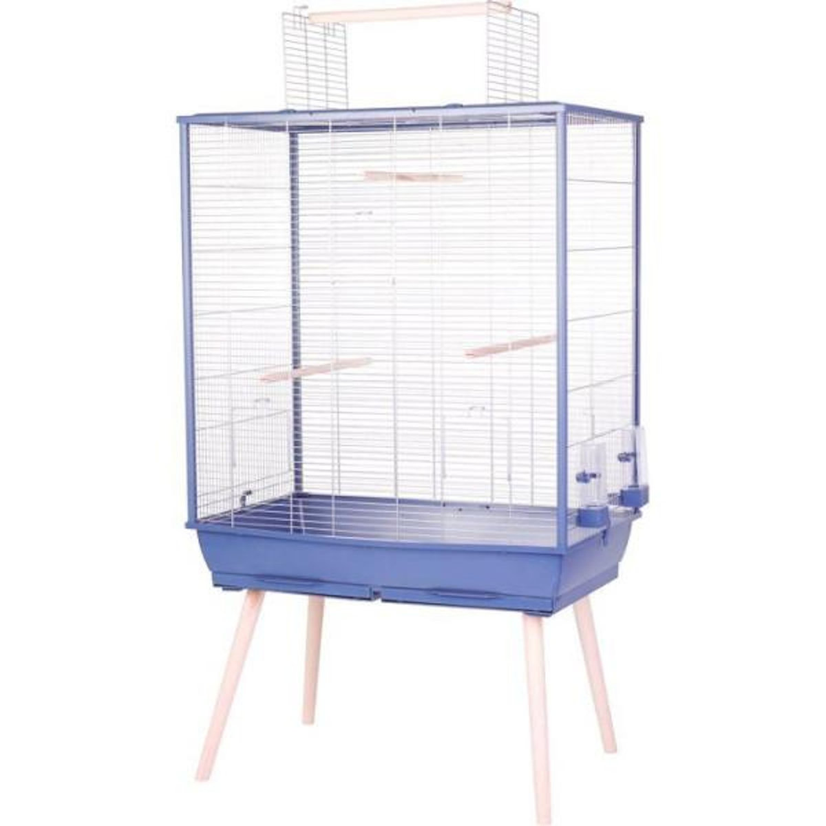 Zolux ZOLUX Cage grillagée surélevée pour oiseau Néolife - Pour perruche, calopsitte, canari - 81 x 48 x 152 cm - Néolife - Bleu