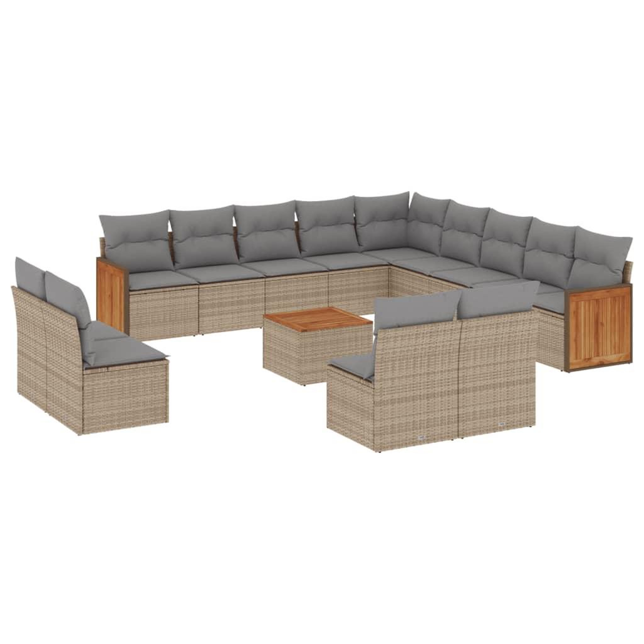 Voir la diapositive 2 : VIDAXL Salon de jardin avec coussins 14 pcs beige resine tressee