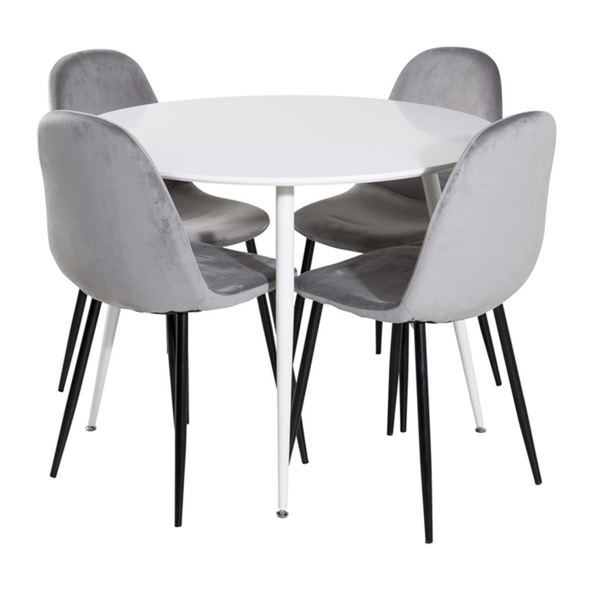 Paris Prix Ensemble table à manger & 4 chaises  plaza & polar i  100cm blanc & gris