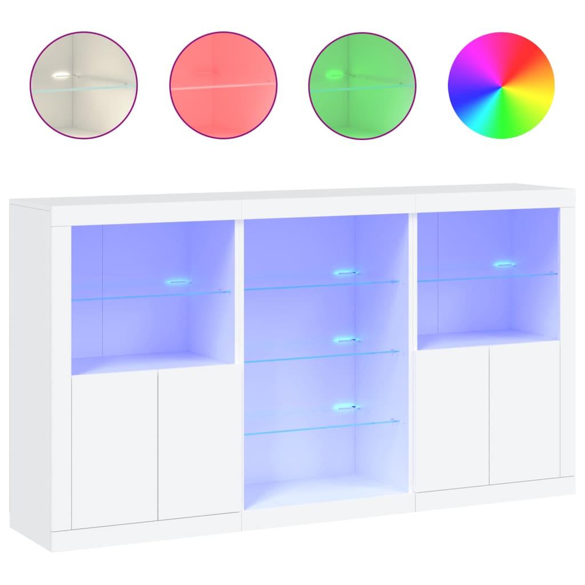 Voir la diapositive 2 : VIDAXL Buffet avec lumieres LED blanc 181,5x37x100 cm