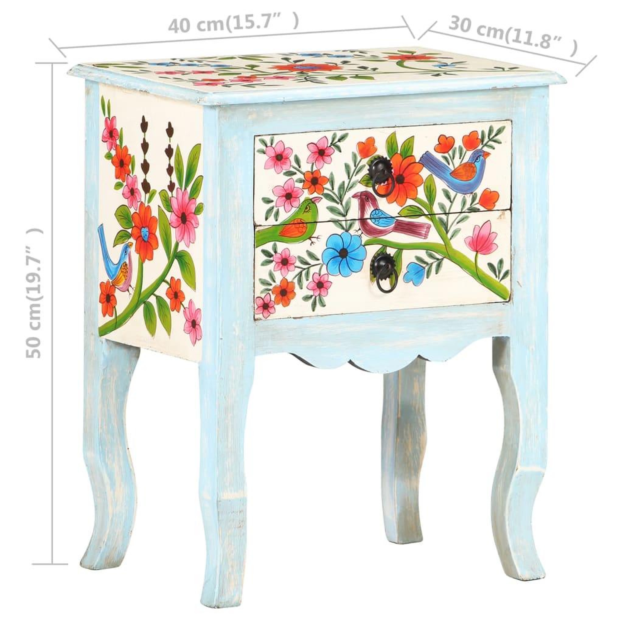 Voir la diapositive 6 : VIDAXL Table de chevet peinte a la main 40x30x50 cm Bois de manguier