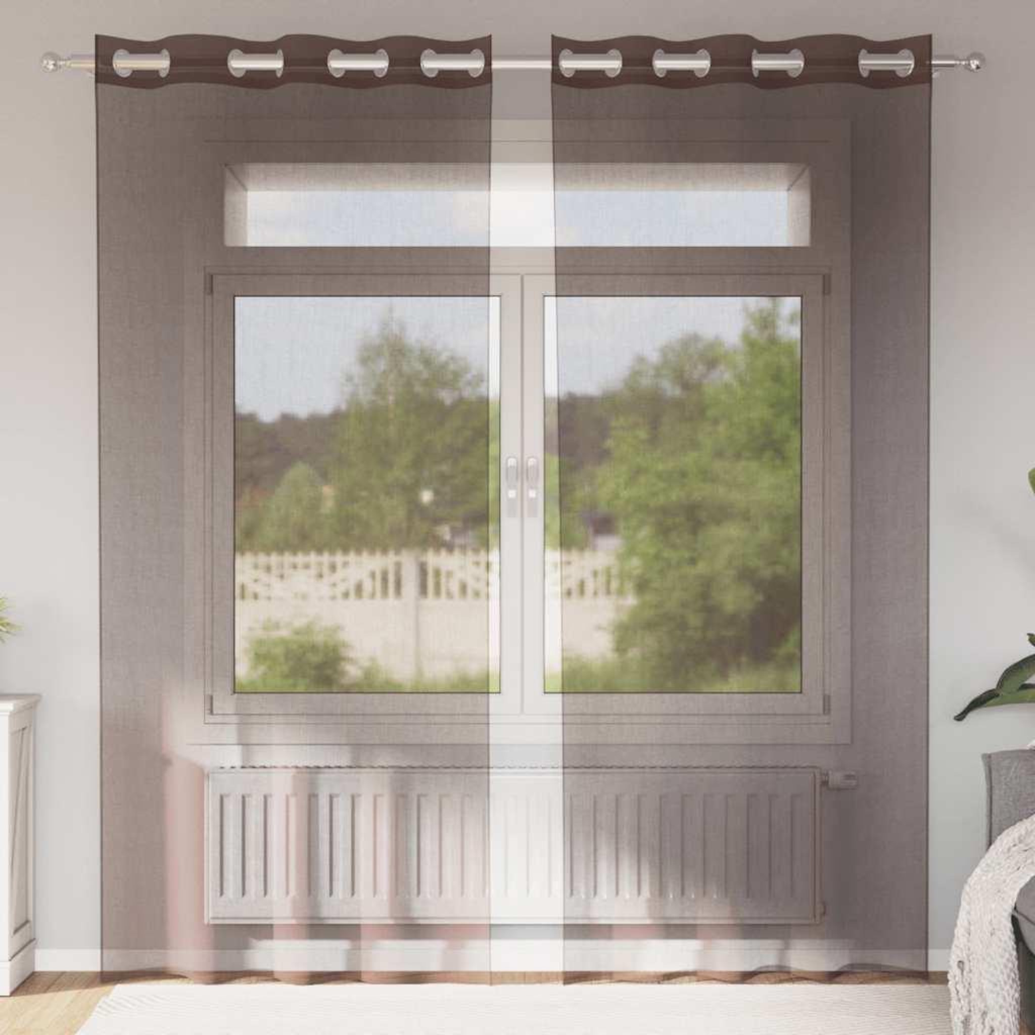 VIDAXL Rideaux en voile avec œillets 2 pcs marron 140x225 cm