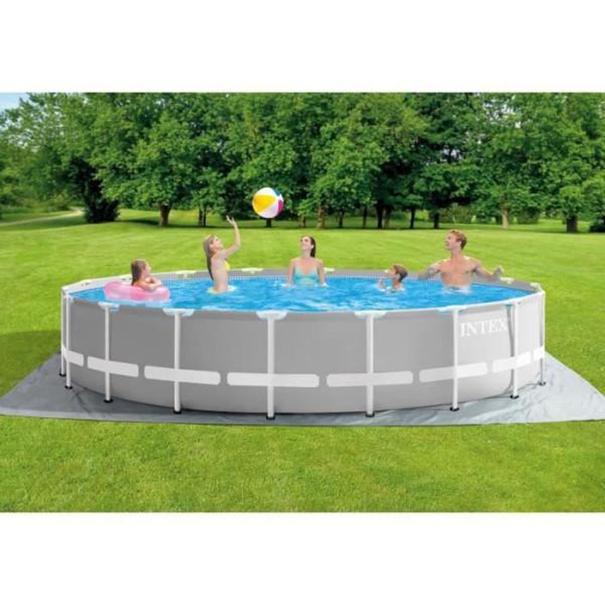 Voir la diapositive 2 : INTEX Kit Piscine hors sol tubulaire INTEX - Pris Frame - 549 x 122 cm - Ronde (Pompe, bâche, tapis de sol et échelle) - 26732NP