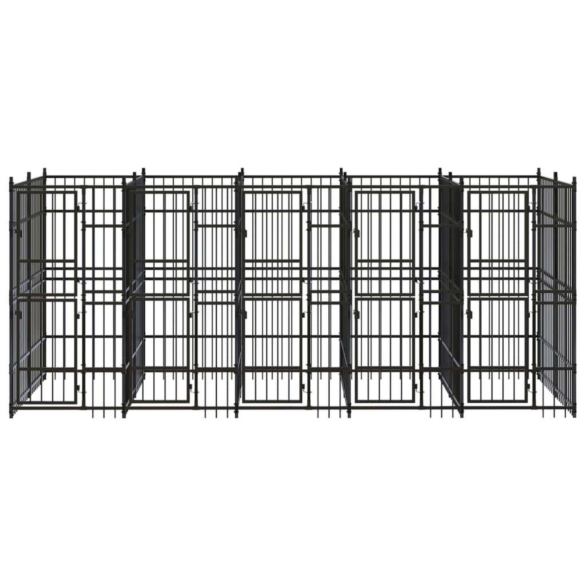 Voir la diapositive 2 : VIDAXL Chenil d'exterieur pour chiens Acier 9,22 m²