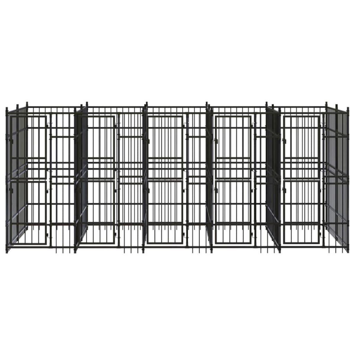 VIDAXL Chenil d'exterieur pour chiens Acier 9,22 m²