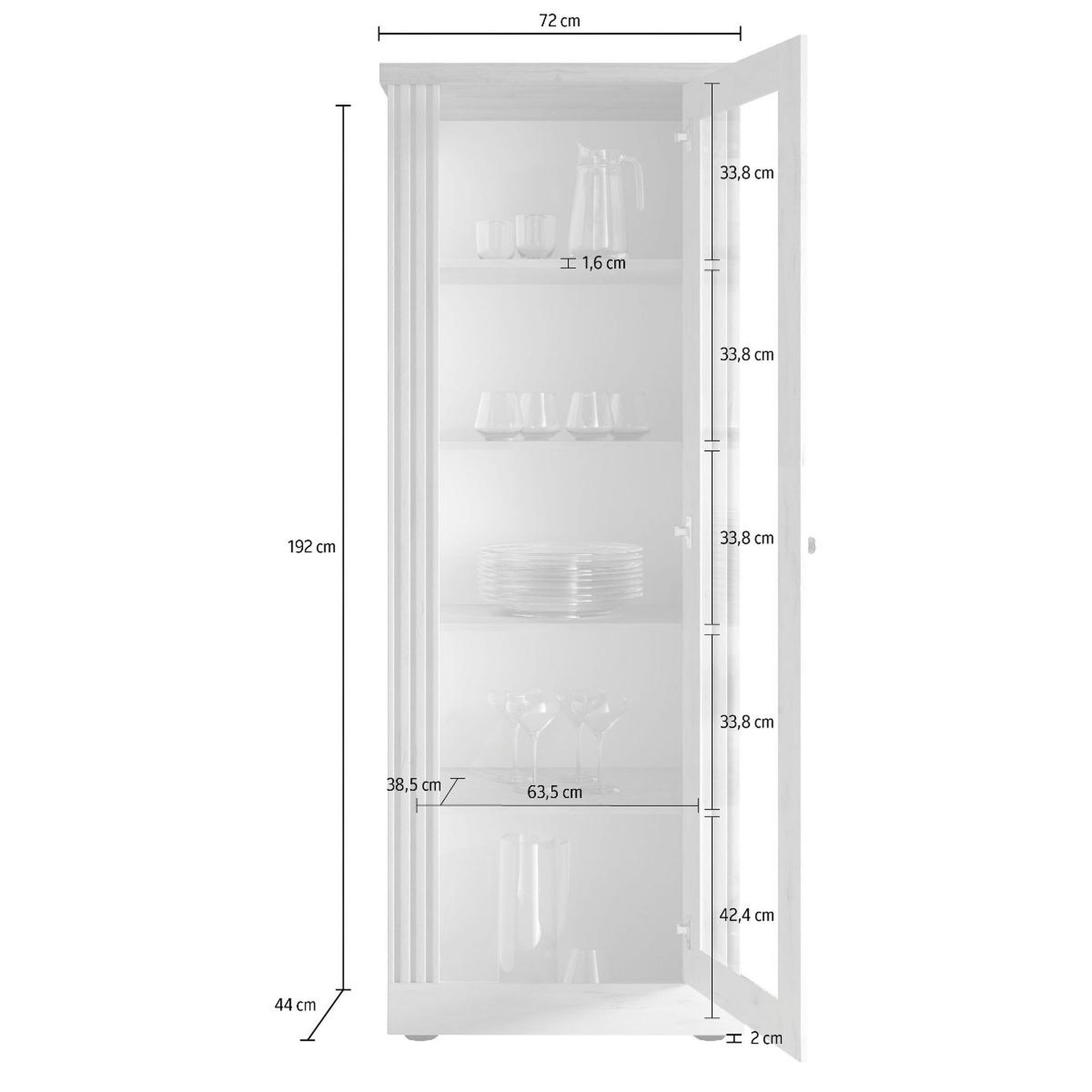 Voir la diapositive 6 : JLC KREATION Vitrine 1 porte vitrée coloris blanc et chêne naturel YANIS