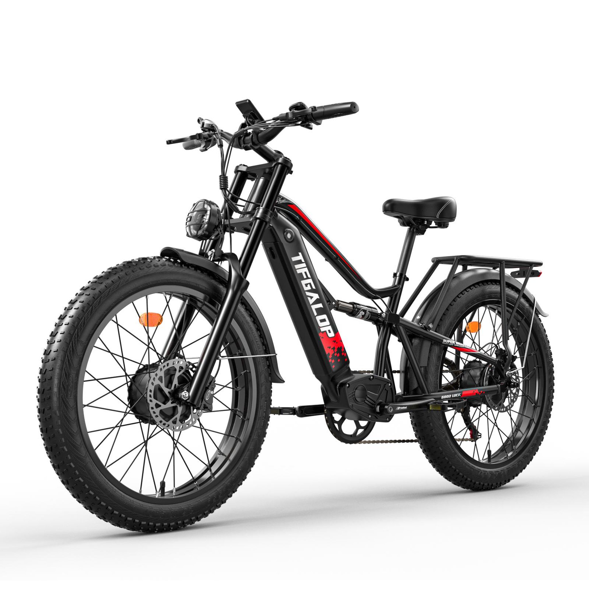 TIFGALOP Vélo électrique Tifgalop ES7Pro, double moteur, batterie 52 V 21 Ah, double suspension