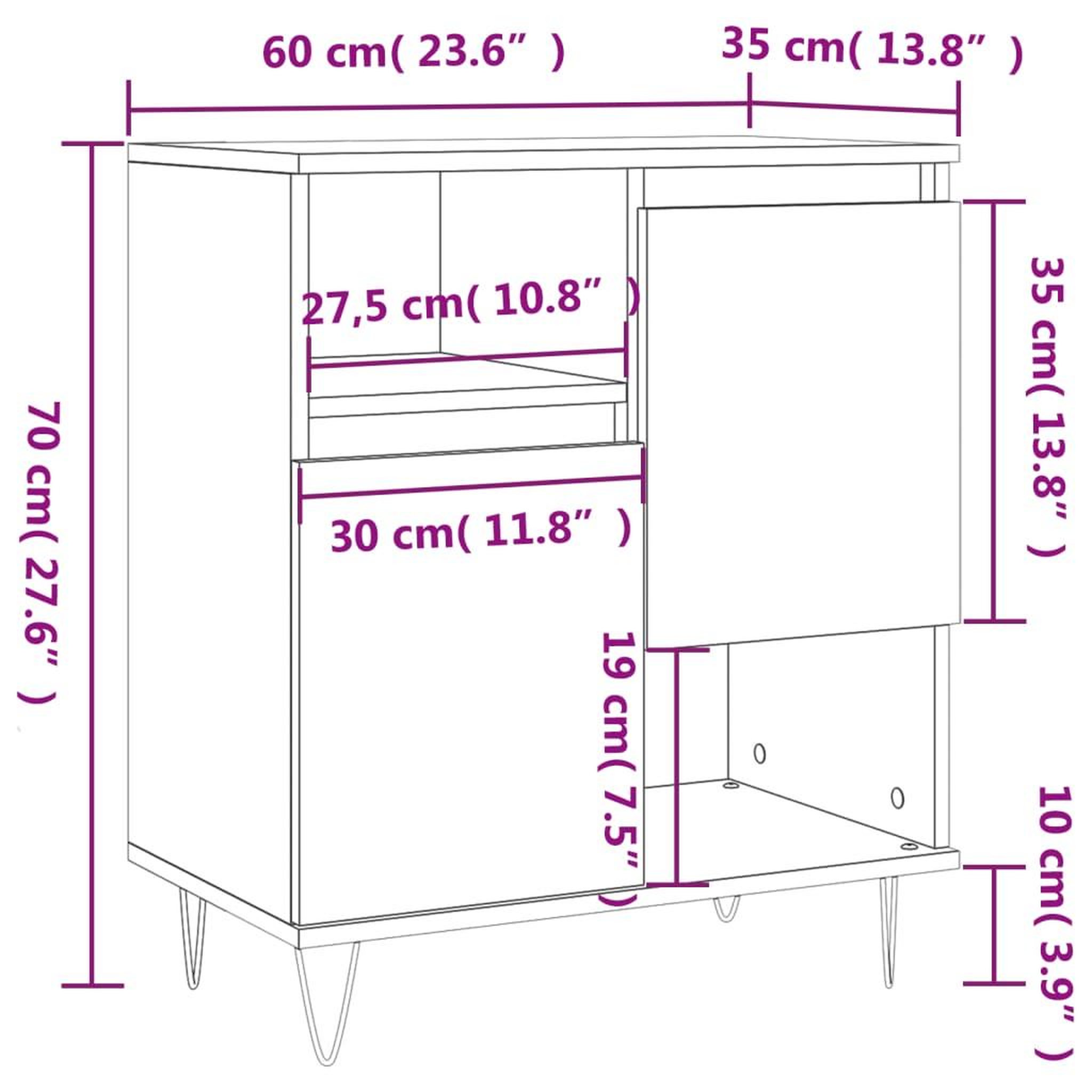 Voir la diapositive 6 : VIDAXL Buffet Chene sonoma 60x35x70 cm Bois d'ingenierie