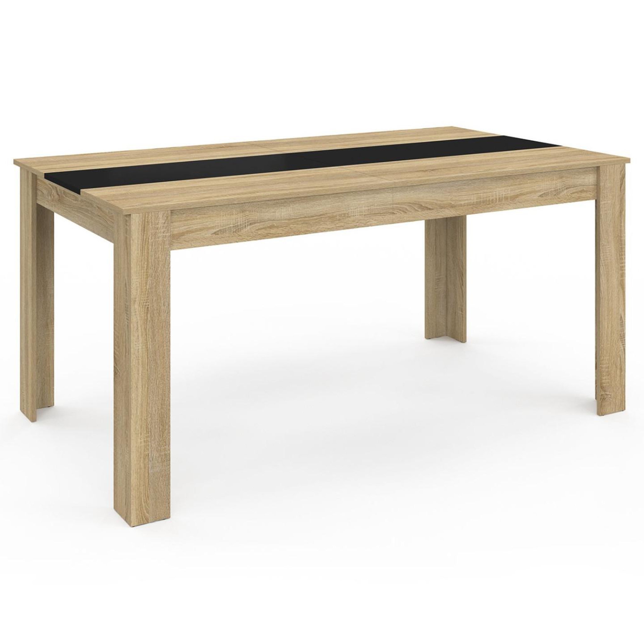 Voir la diapositive 3 : ID MARKET Table à manger rectangle georgia 8 personnes imitation hêtre et noire 160 x 80 cm