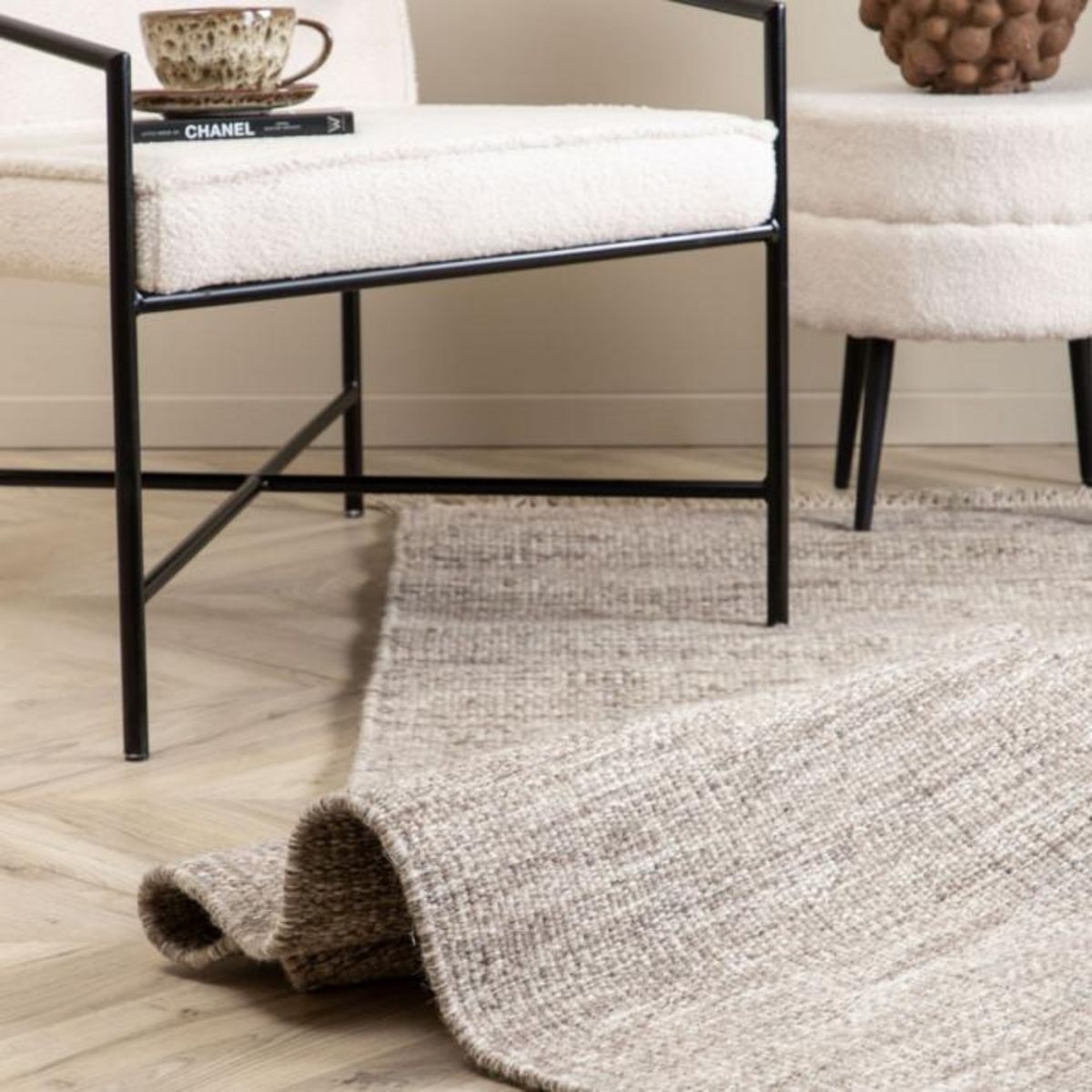 Paris Prix Tapis Design en Laine  Cyrus  80x250cm Beige