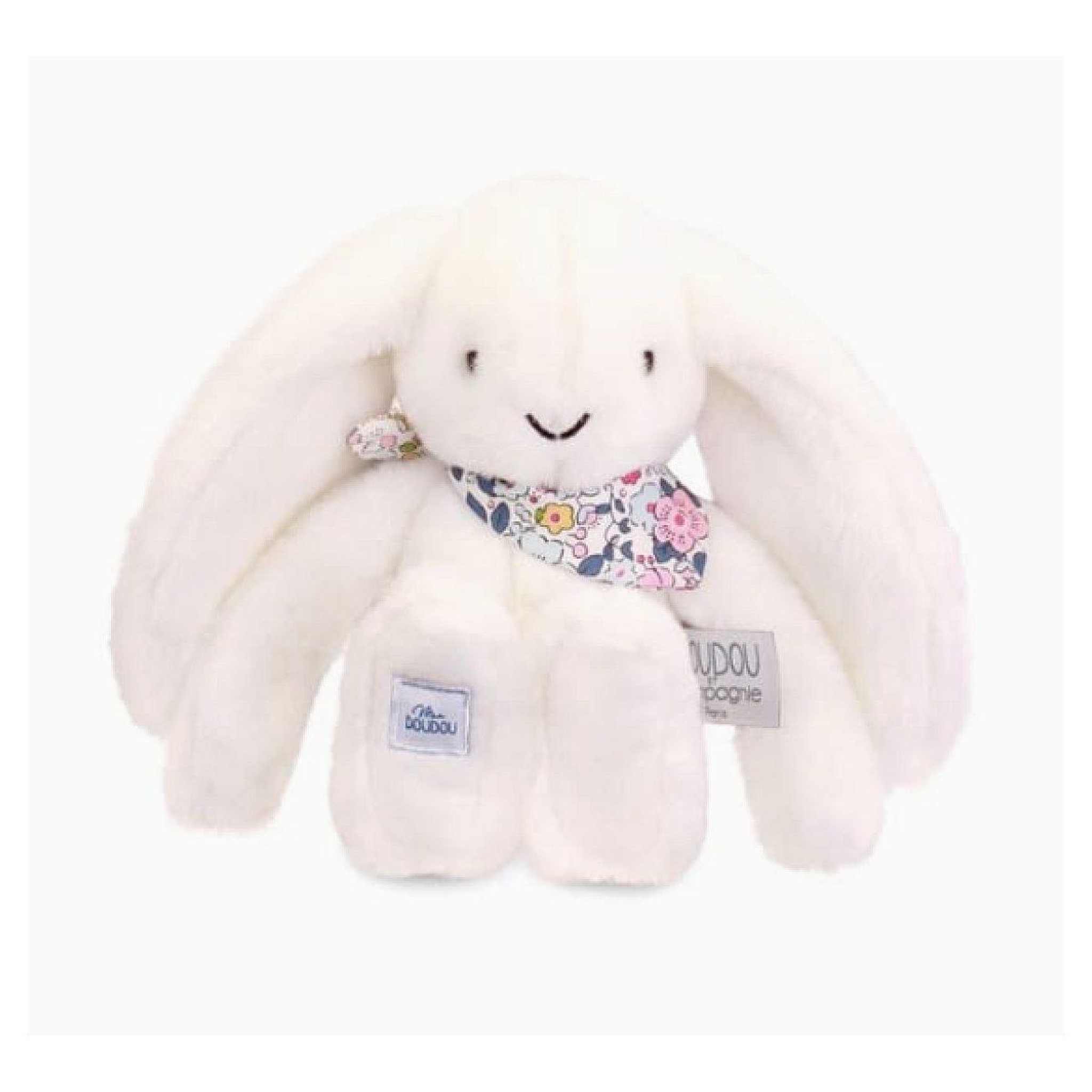 DOUDOU ET COMPAGNIE Lapin fleurette - blanc 25cm