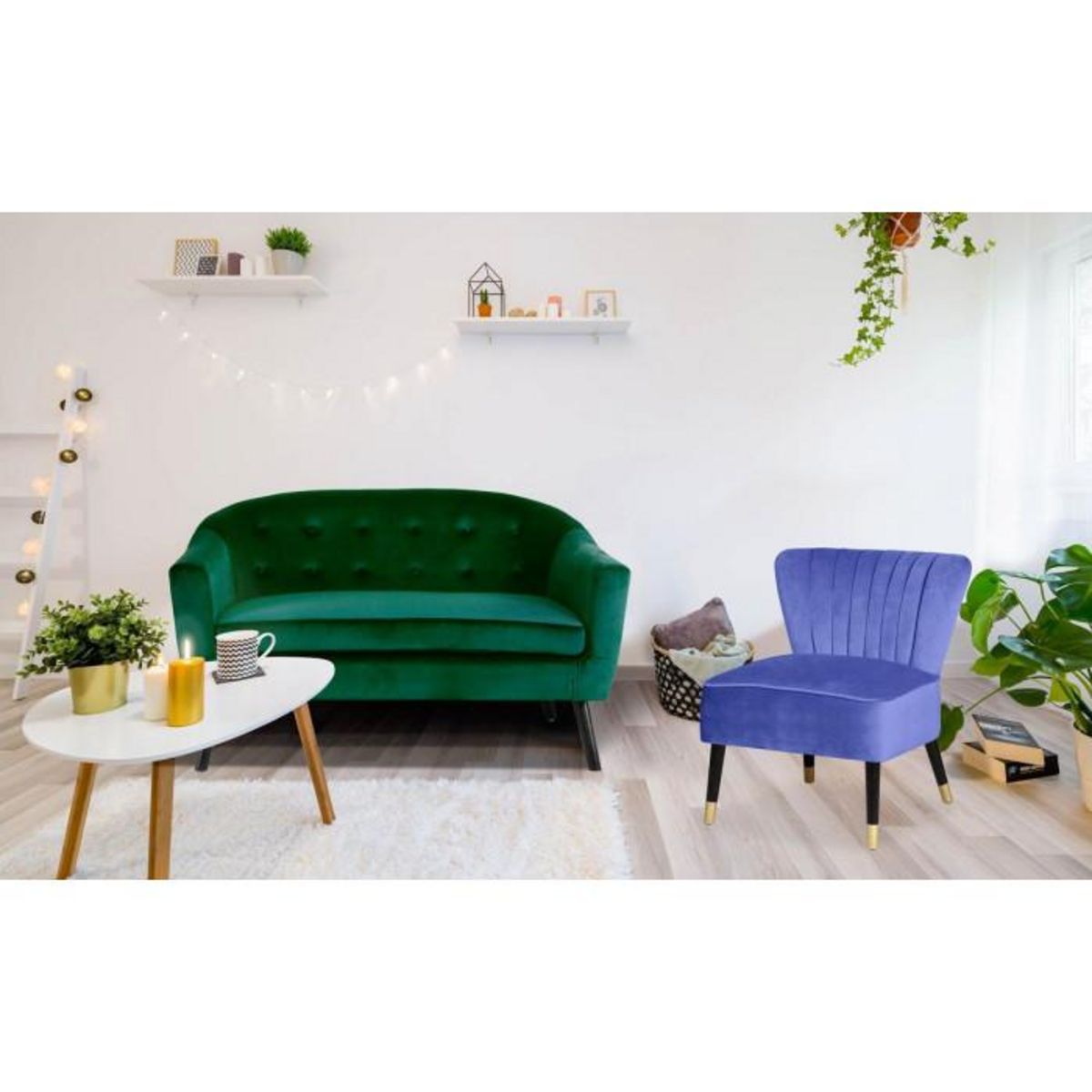 Paris Prix Canapé Scandinave Velours  Lopy  129cm Vert
