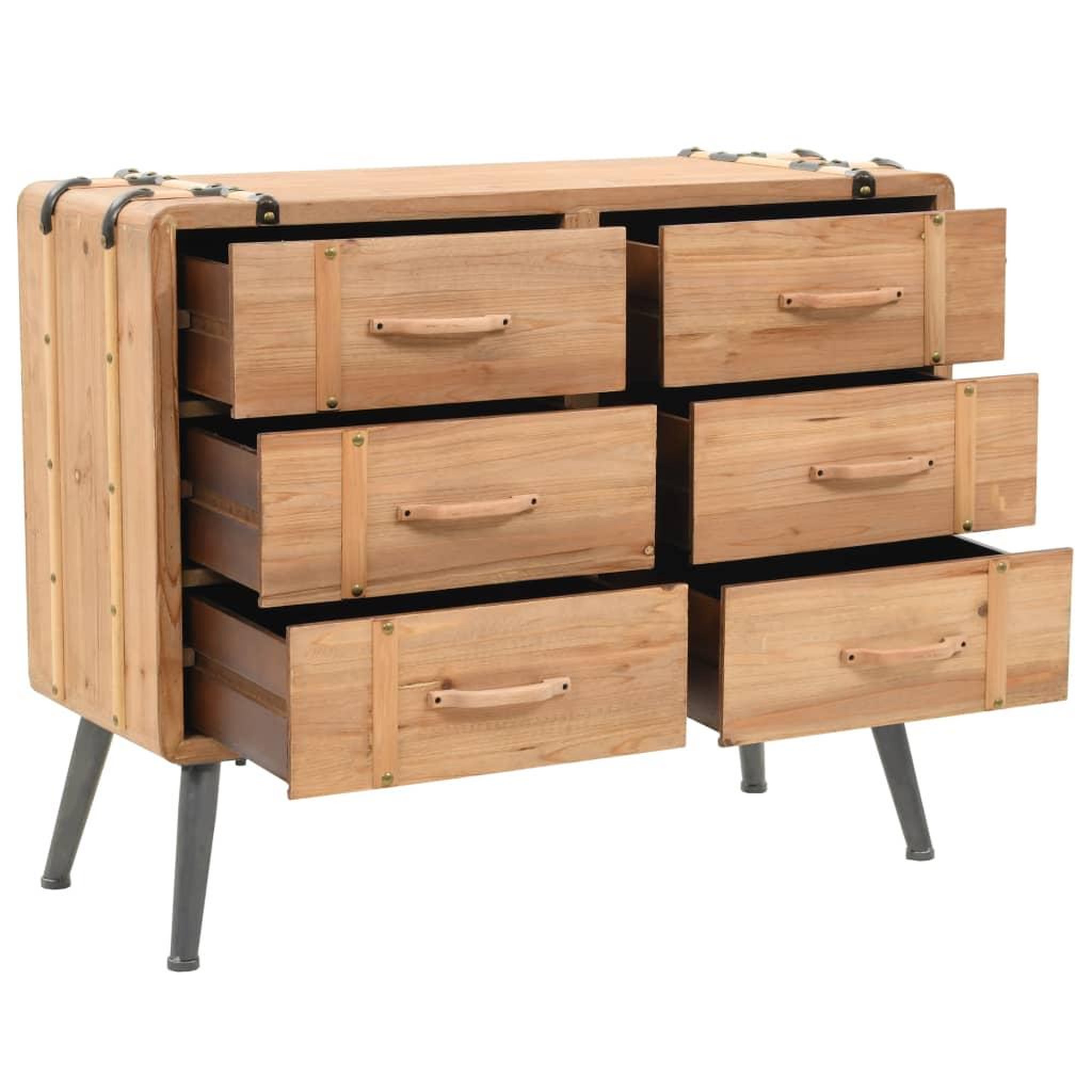 Voir la diapositive 5 : VIDAXL Armoire a tiroirs bois de sapin massif 91x35x73 cm