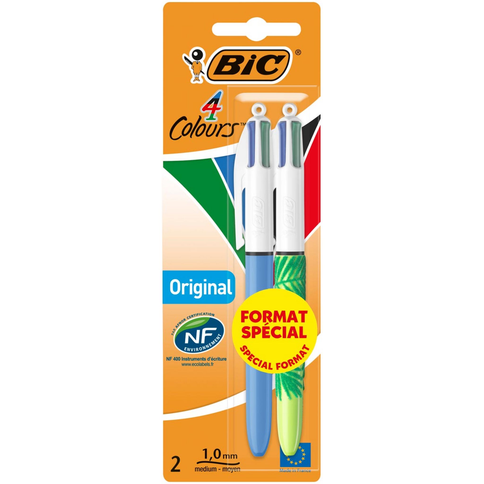 BIC Stylos-bille rétractables pointe moyenne bleu/noir/rouge/vert 4 ...
