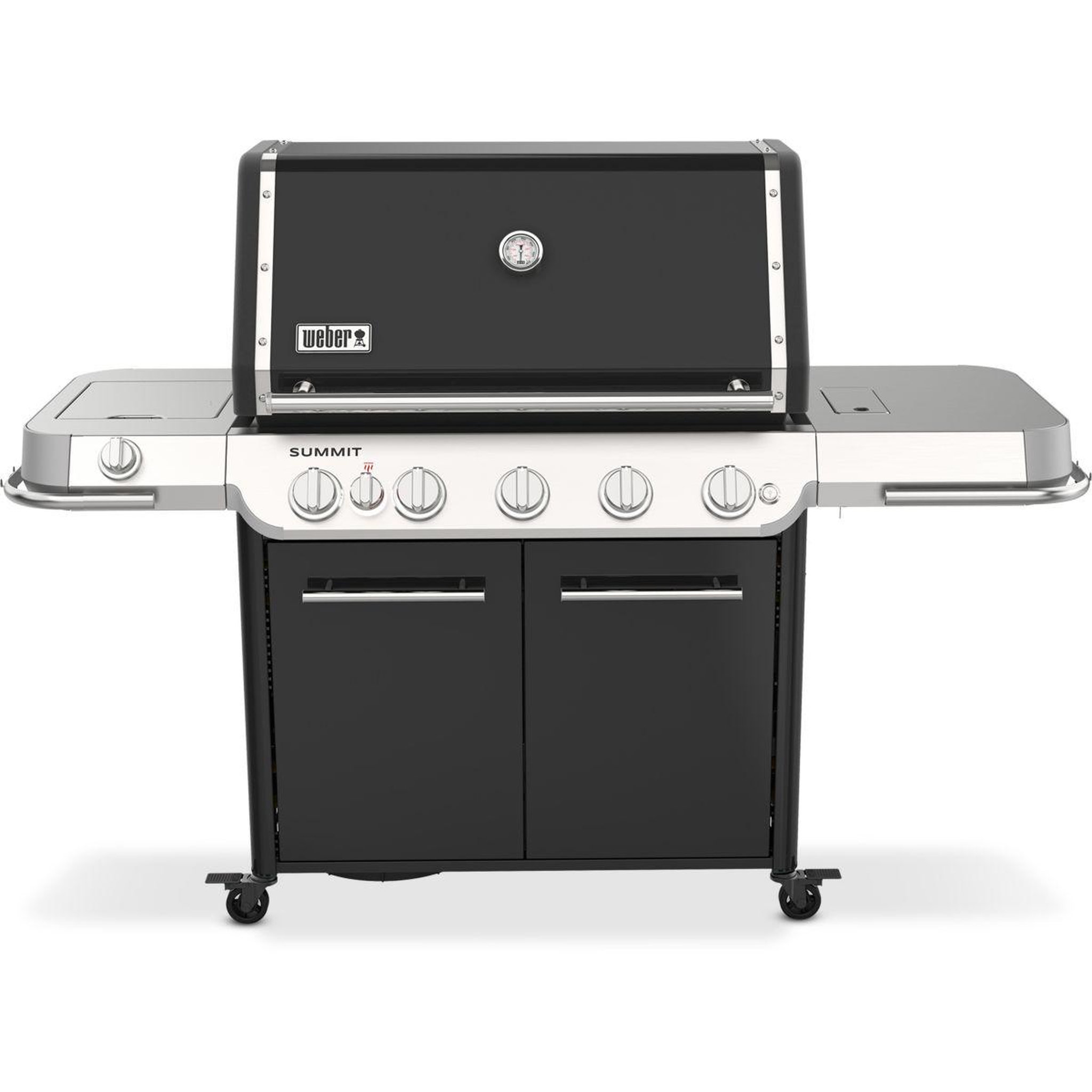 Weber Barbecue gaz summit fs38 e black 5 brûleurs sur chariot, 91x49 cm réchaud latéral