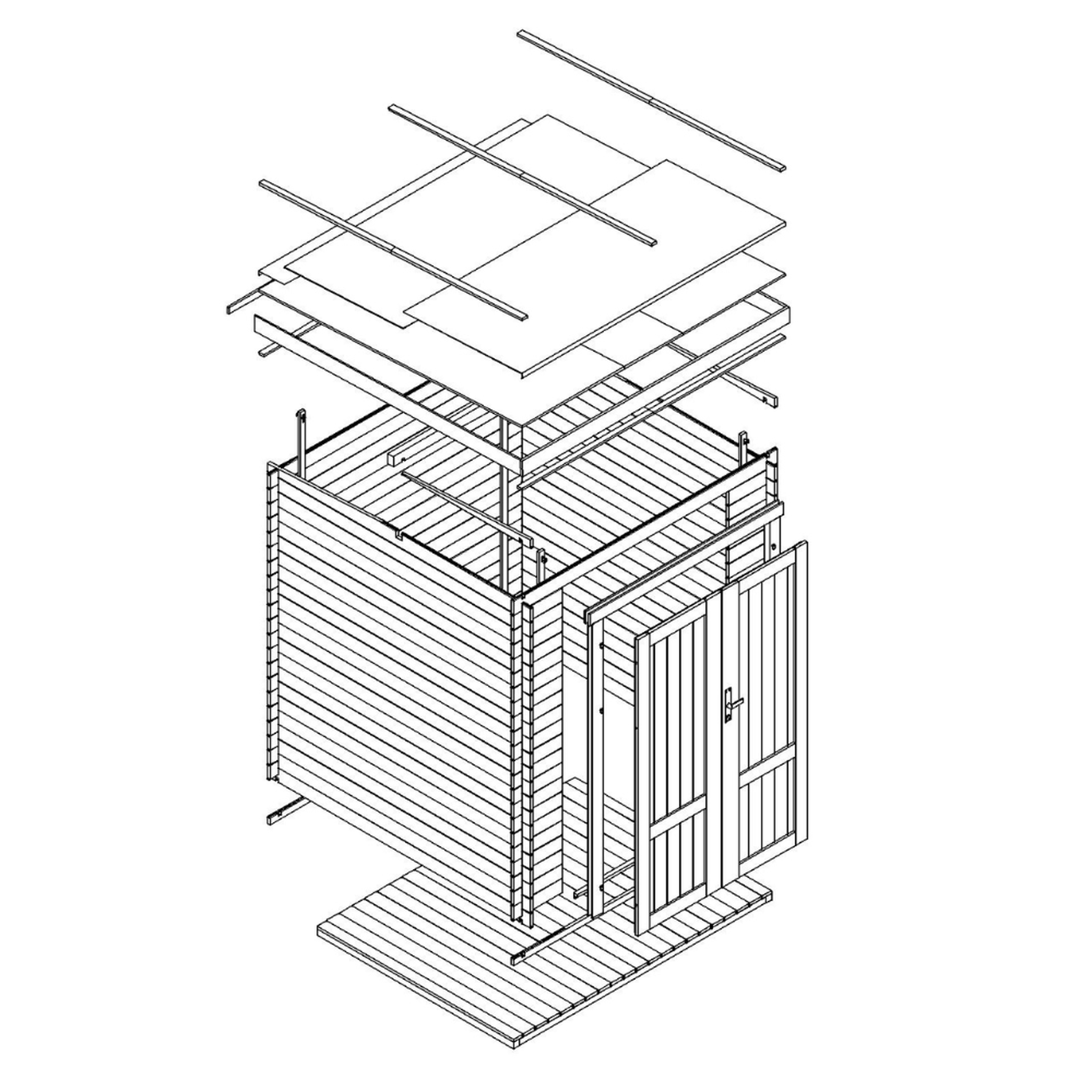 Voir la diapositive 6 : TIMBELA Abri De Jardin En Bois 3,53 m², Sol Imprégné, Portes À Panneaux M309F1+M309G