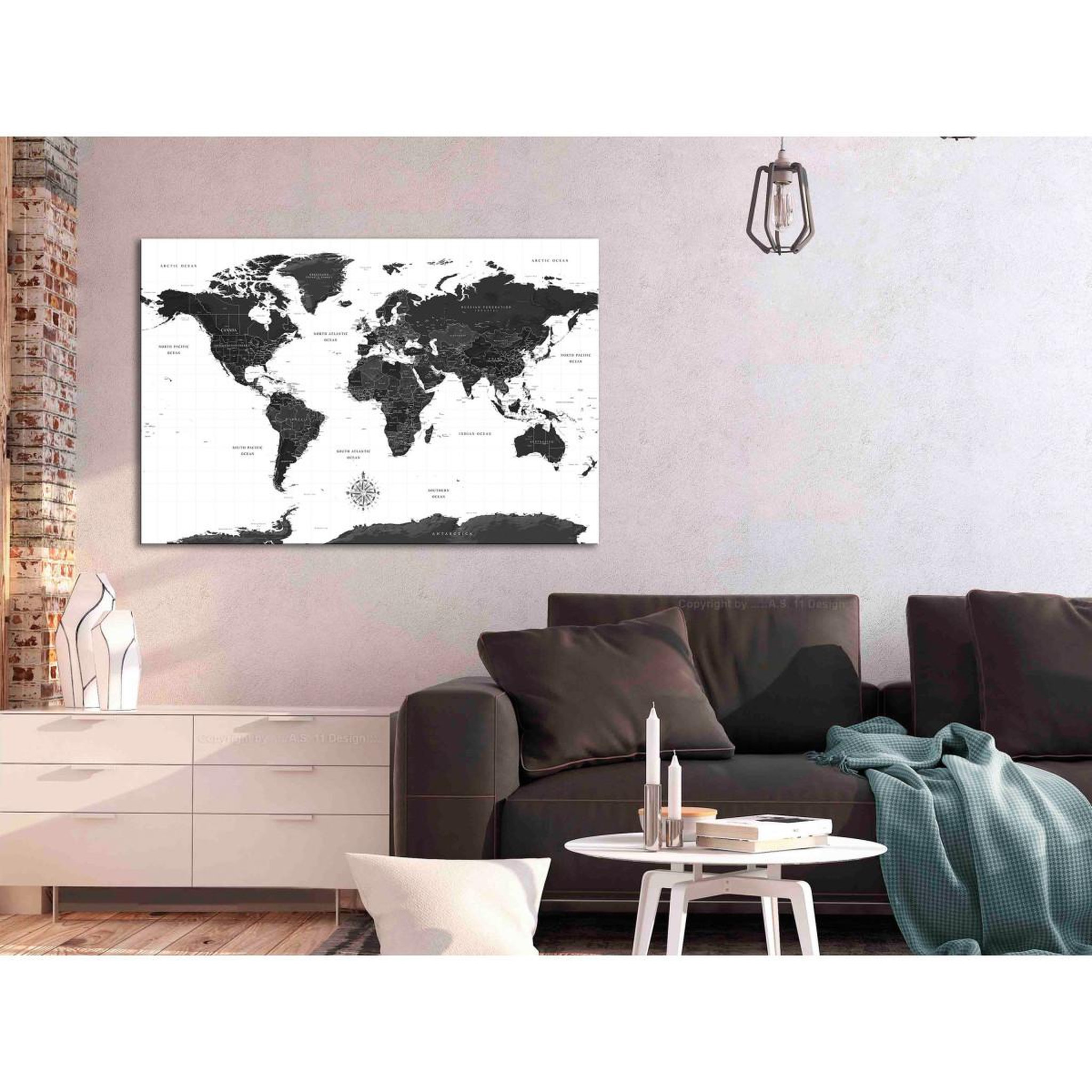 Voir la diapositive 2 : Paris Prix Tableau imprimé  black & white map wide