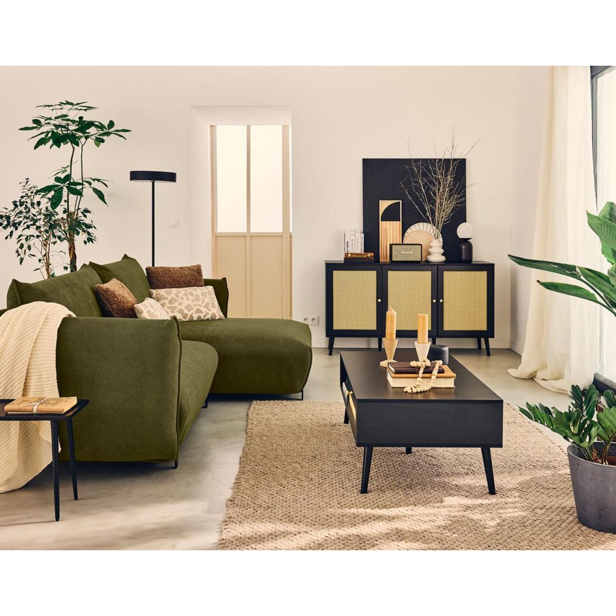 LISA DESIGN Gianni - canapé d'angle droit 4 places convertible avec coffre en tissu