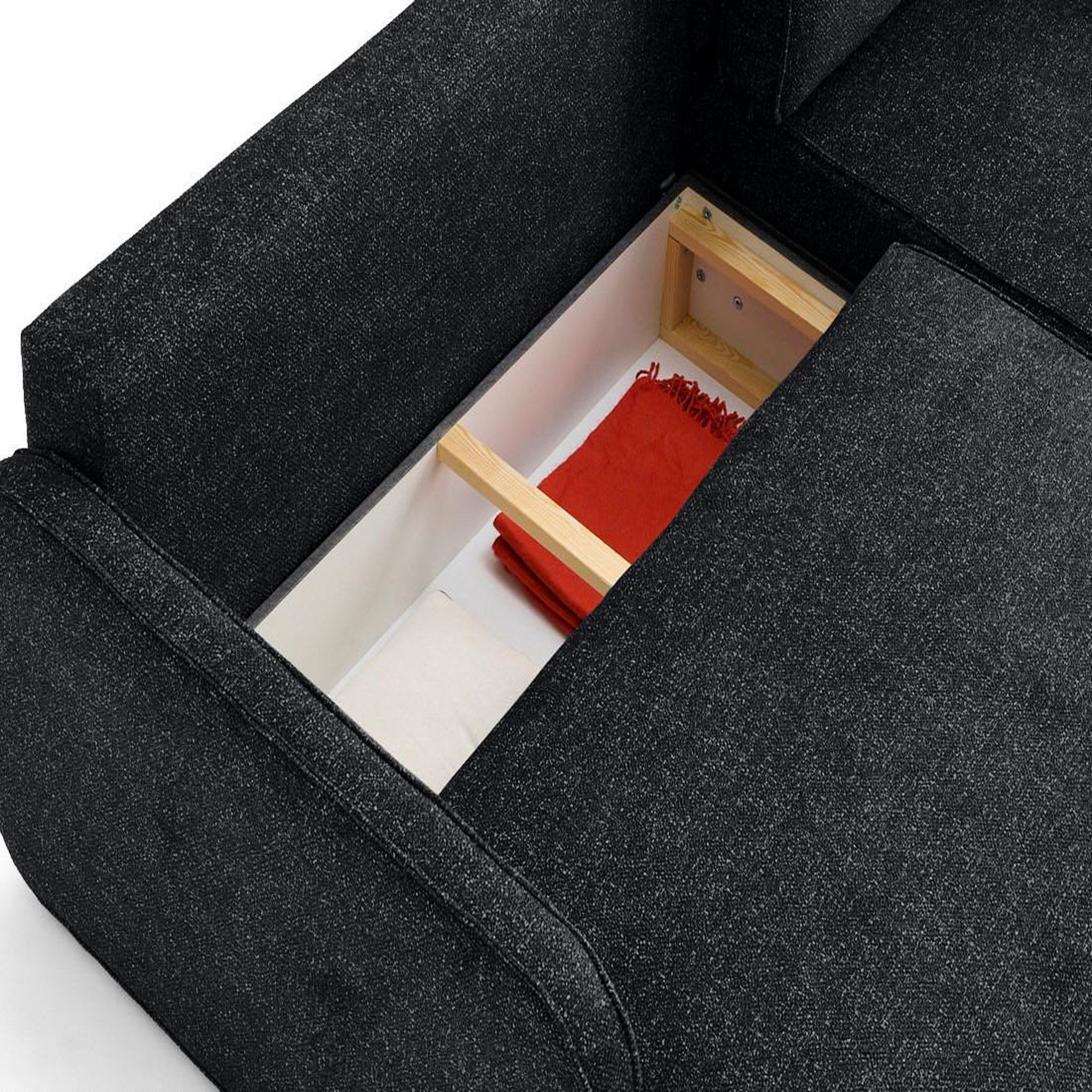 Voir la diapositive 3 : LISA DESIGN Apolline - canapé d'angle réversible 4 places convertible avec coffres en tissu moucheté
