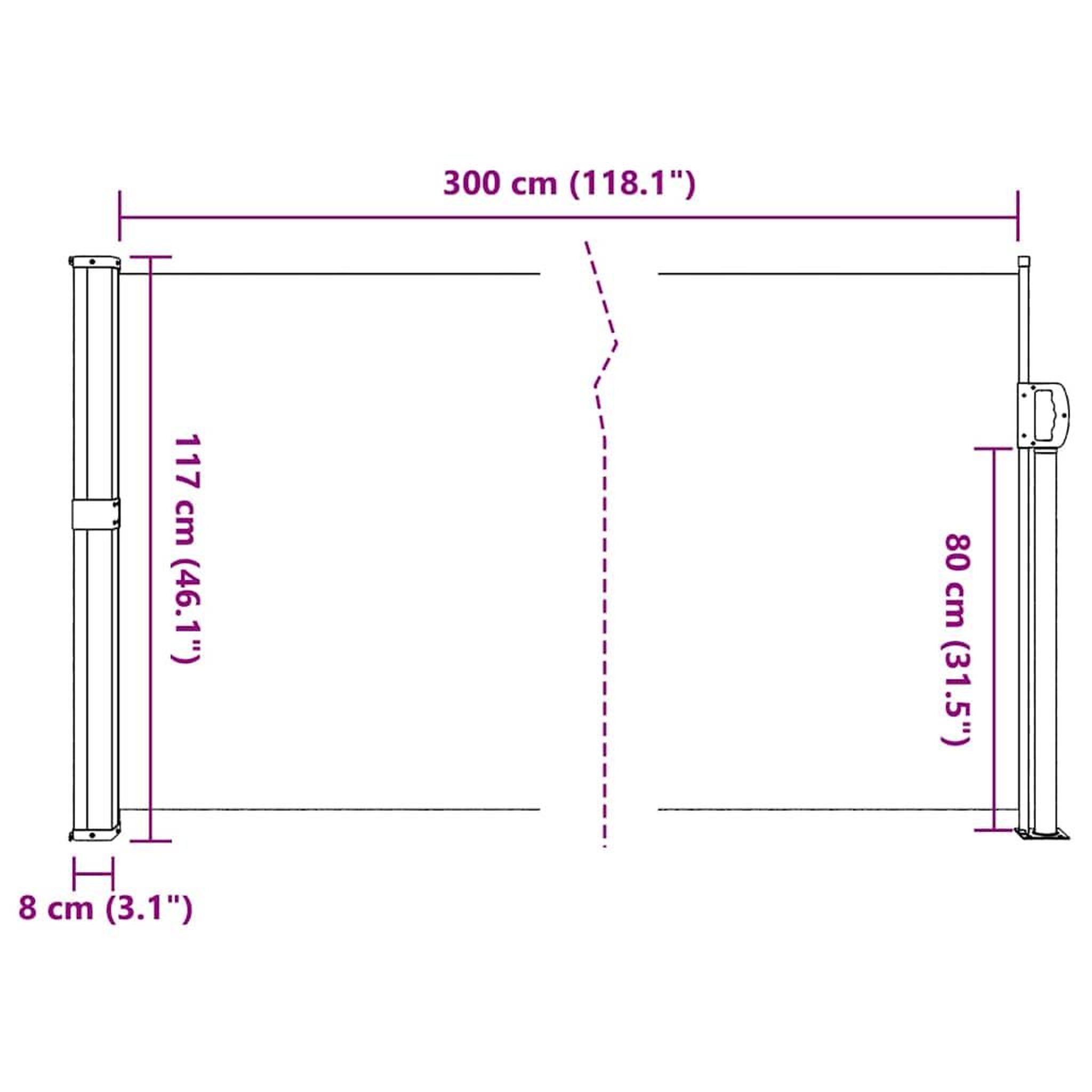 Voir la diapositive 6 : VIDAXL Auvent lateral retractable marron 117x300 cm