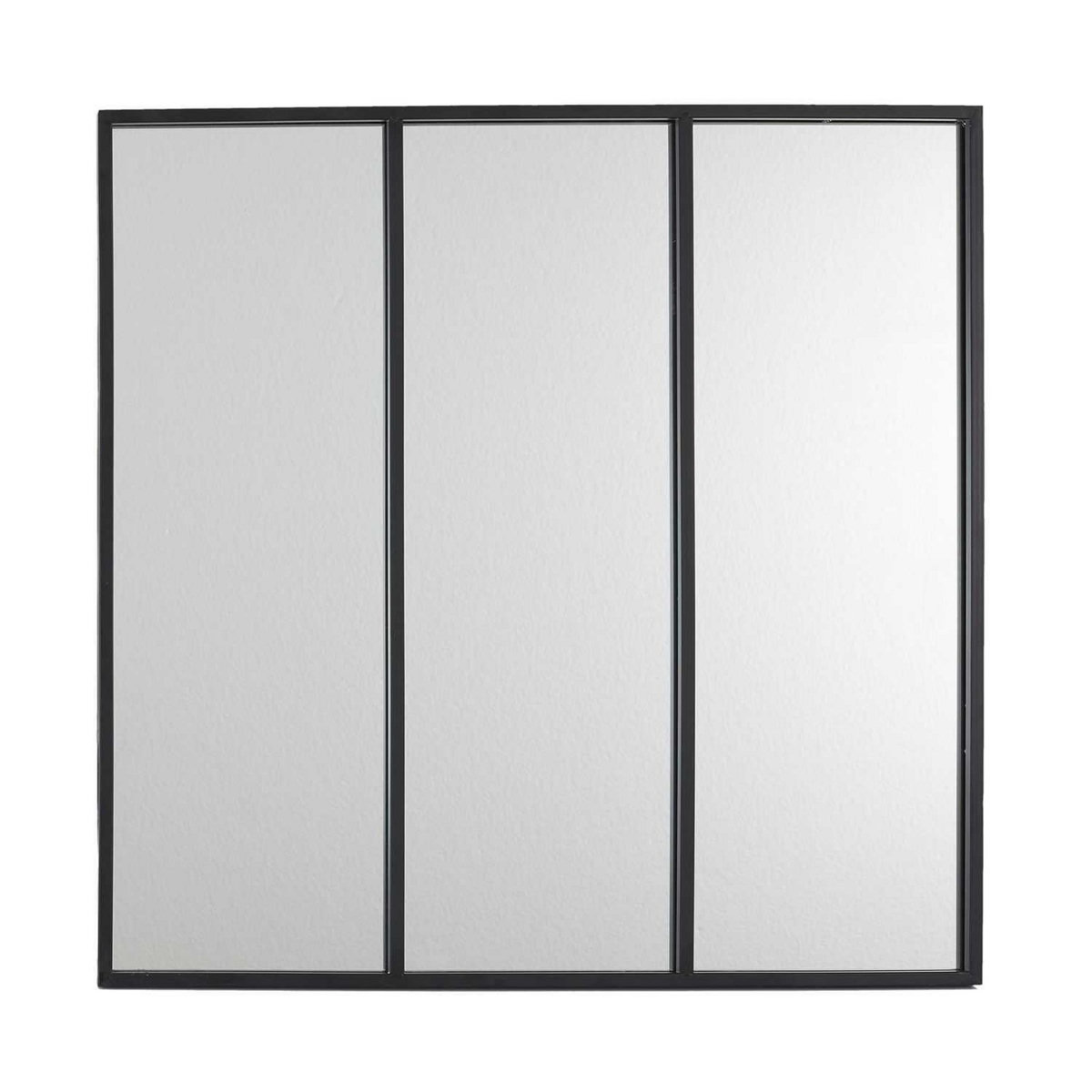 TOILINUX Miroir style verrière en 3 parties en métal - Noir