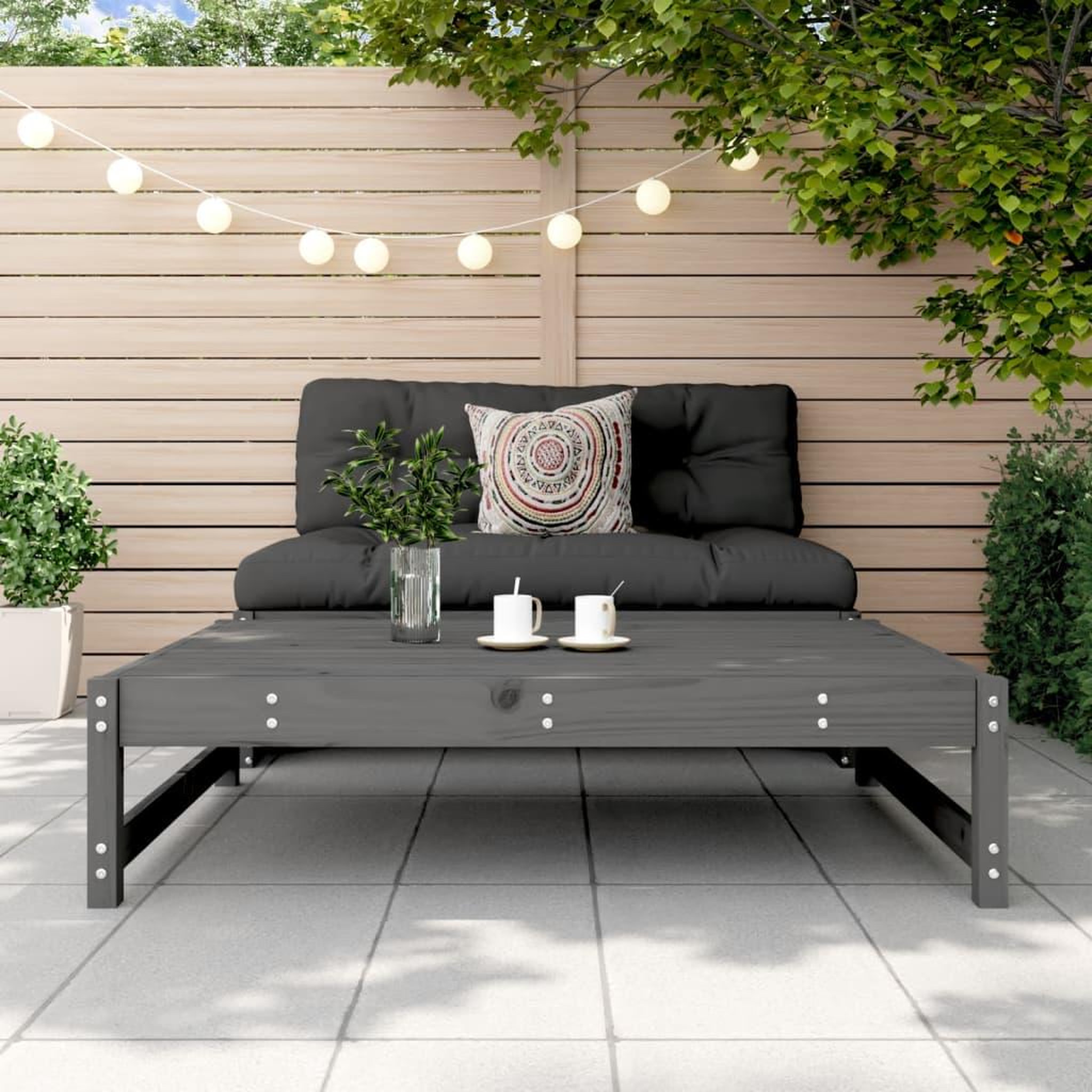Voir la diapositive 3 : VIDAXL Repose-pied de jardin 120x80 cm gris bois de pin massif