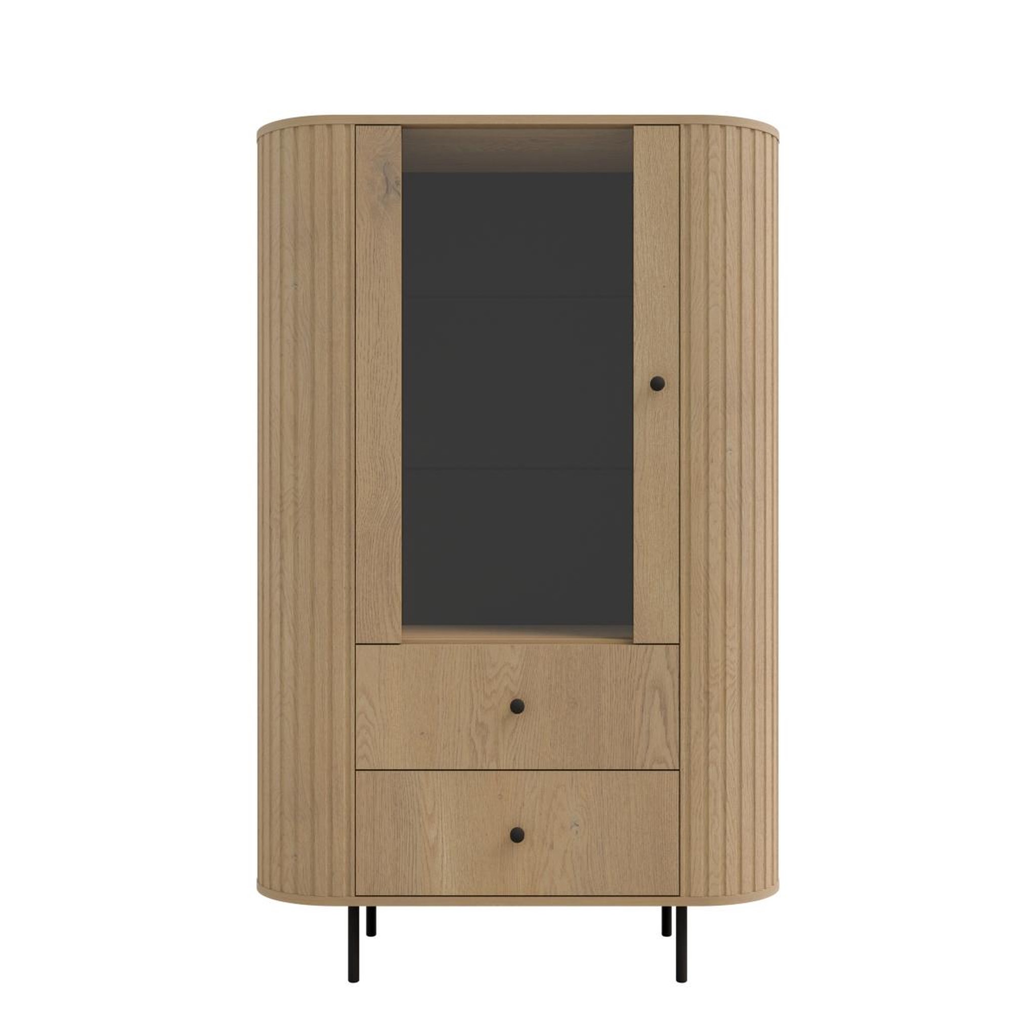 Voir la diapositive 4 : JLC KREATION Vitrine arrondie 1 porte vitrée chêne clair lilio