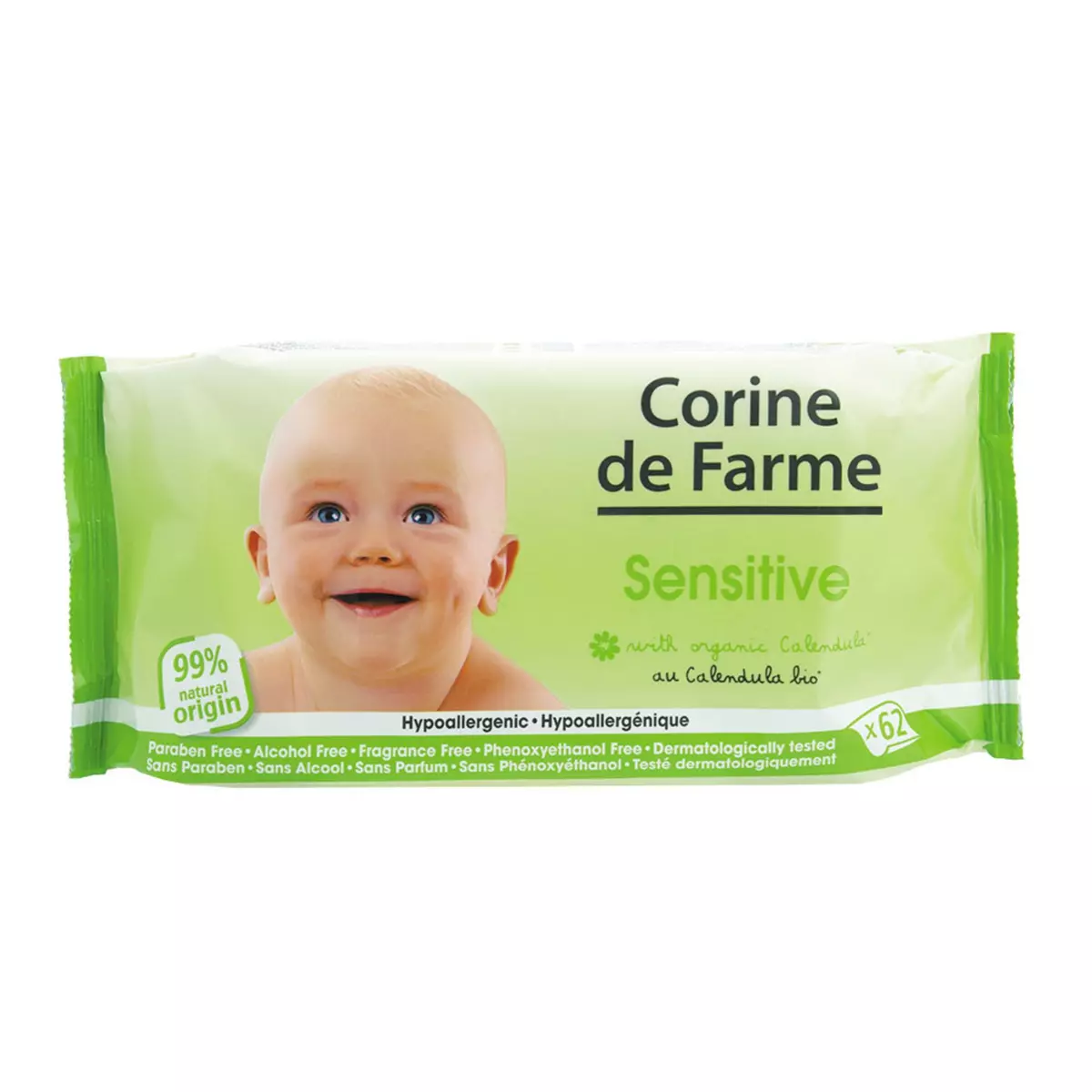CORINE DE FARME Lot de 3, Lingettes Change Sensitive  X 62
