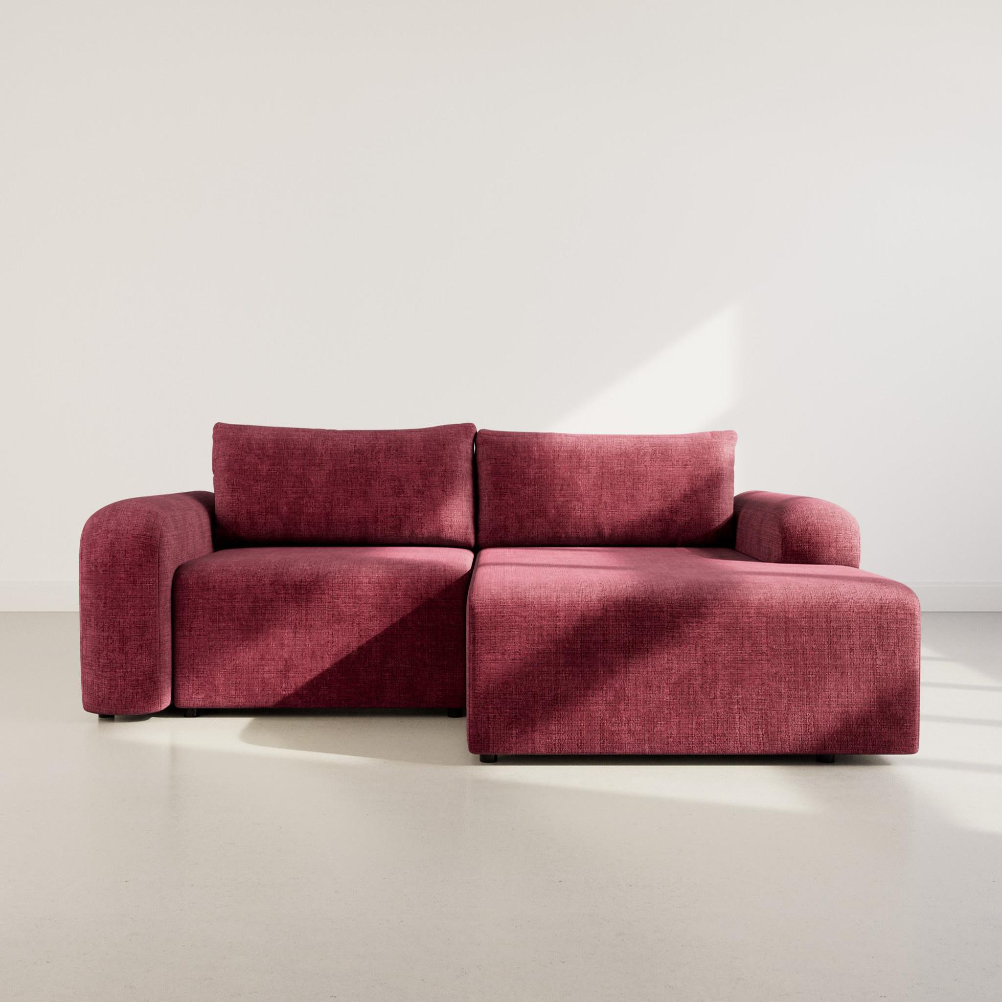 Voir la diapositive 5 : BEST MOBILIER Rebecca - canapé d'angle droit 4 places convertible avec coffre en velours texturé