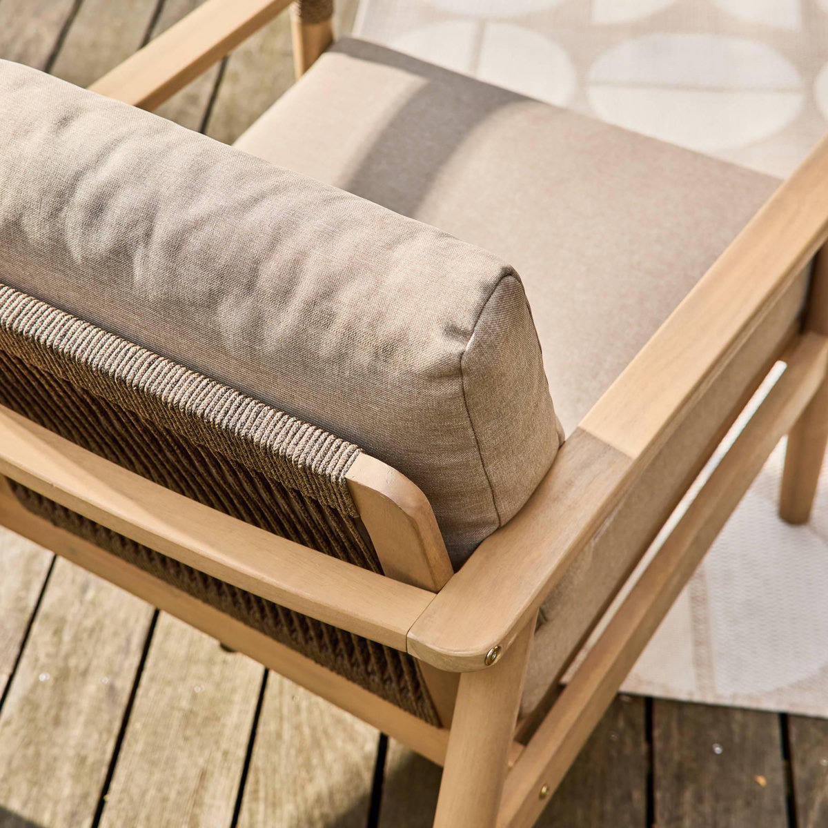 SWEEEK Salon de jardin bois d'acacia et cordes 4 places naturel - Lazuli