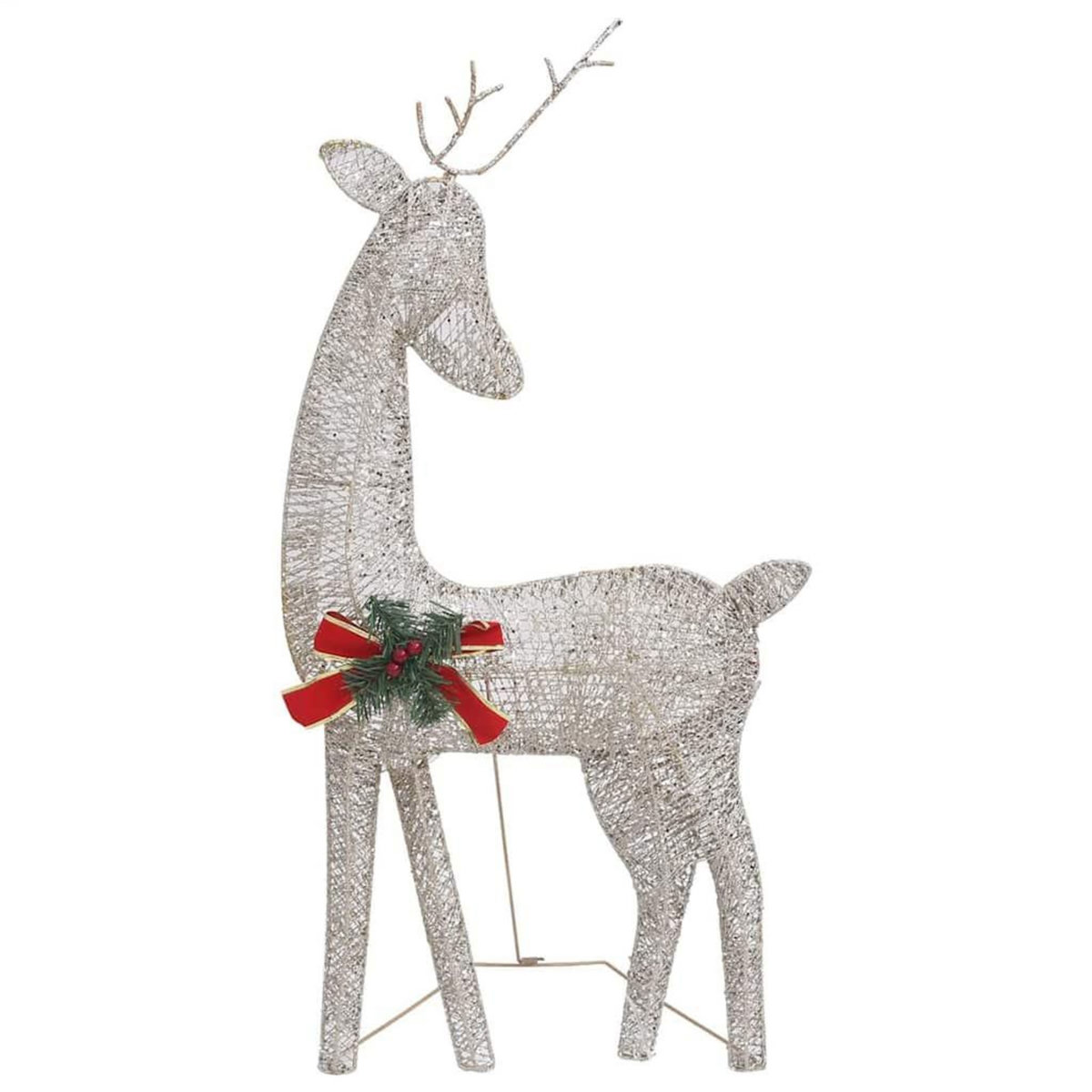 VIDAXL Famille de rennes de Noël 270x7x90 cm Dore Blanc chaud Maille