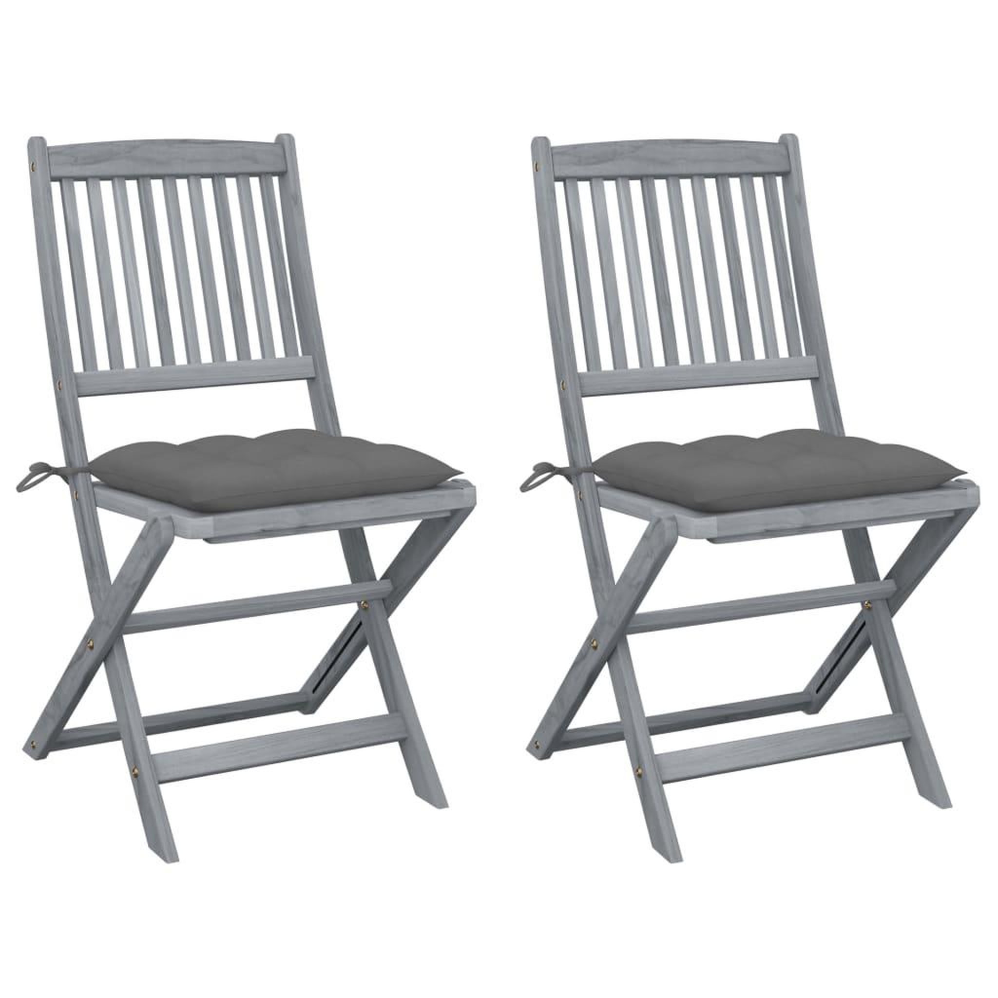 Voir la diapositive 1 : VIDAXL Chaises pliables d'exterieur lot de 2 et coussins Bois d'acacia