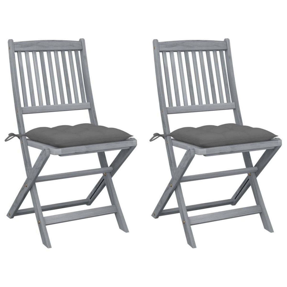 VIDAXL Chaises pliables d'exterieur lot de 2 et coussins Bois d'acacia