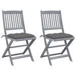 VIDAXL Chaises pliables d'exterieur lot de 2 et coussins Bois d'acacia