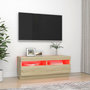 Voir la diapositive 3 : VIDAXL Meuble TV avec lumieres LED chene sonoma 100x35x40 cm