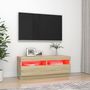Voir la diapositive 3 : VIDAXL Meuble TV avec lumieres LED chene sonoma 100x35x40 cm