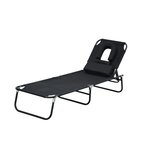 HOMCOM Transat de jardin chaise longue pliante bain de soleil pour lecture noir