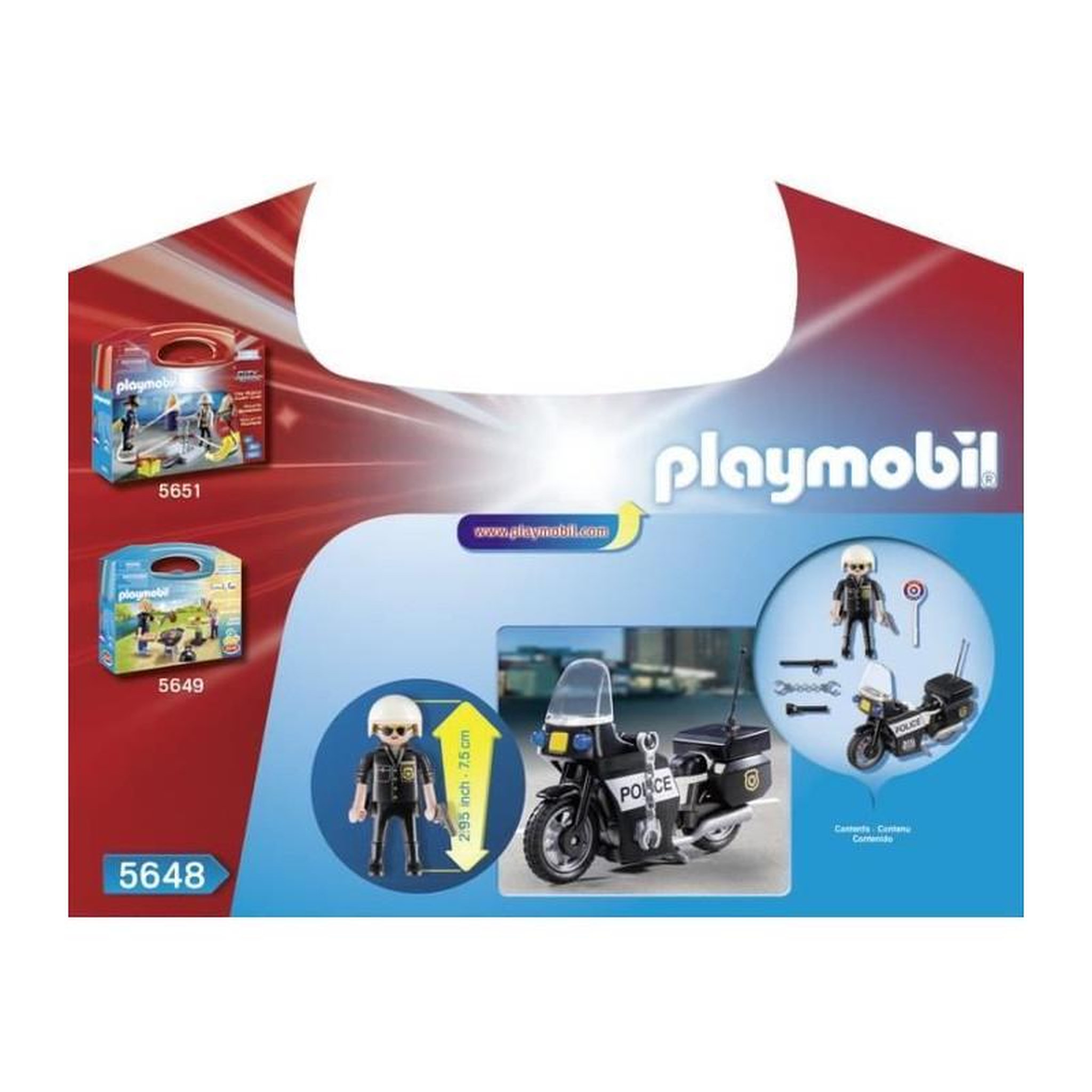 Voir la diapositive 4 : PLAYMOBIL PLAYMOBIL - Valisette Motard de Police - Garçon - 13 éléments - A partir de 4 ans