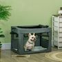 Voir la diapositive 2 : PAWHUT Sac de transport pliable pour chien chat - 2 poignées, 3 portes - dim. 79L x 57l x 57H cm - acier polyester gris