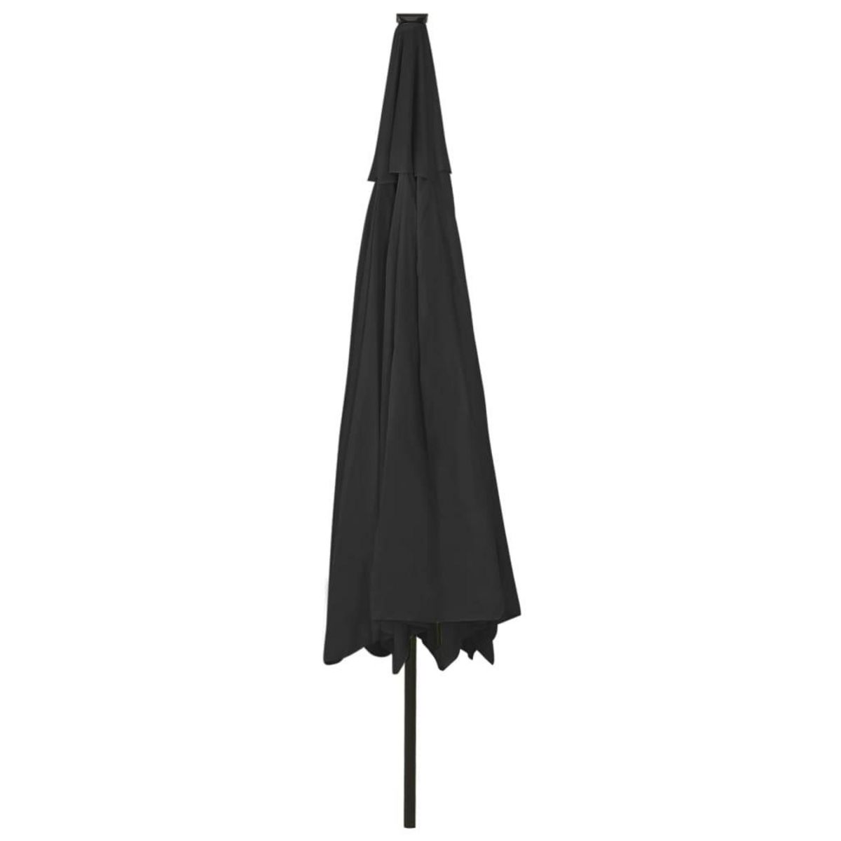 VIDAXL Parasol de jardin avec lumieres LED et mat en metal 400 cm noir