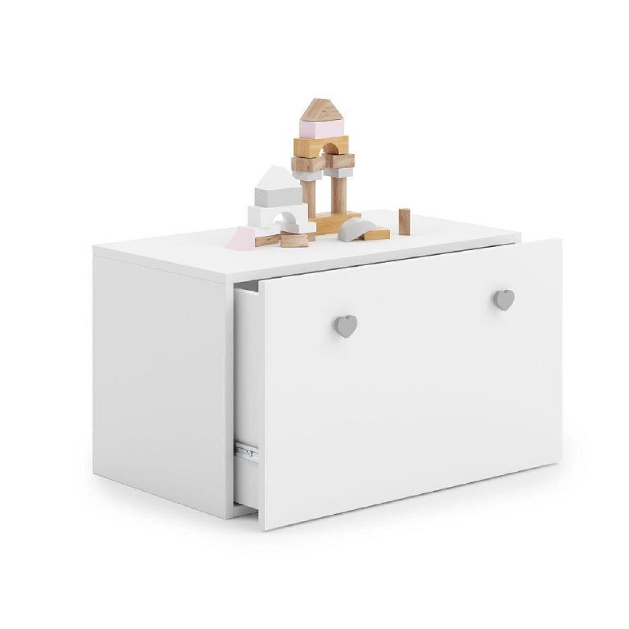 KOBI Coffre à jouets Inga blanc gris