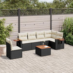 VIDAXL Salon de jardin 7 pcs avec coussins noir resine tressee